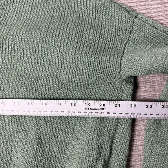 THE GREAT Green V Neck Lace-Up Pullover Sweater Cotton Size 1 - Picture 2 of 7